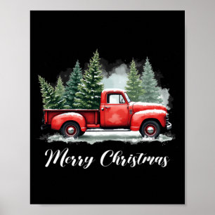 Affiche Sapin de Noël joyeux camion rouge