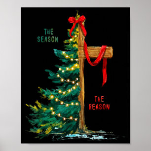 Affiche Sapin de Noël La Saison Jésus Croix La Raison