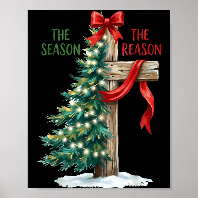 Affiche Sapin de Noël La Saison Jésus Croix La Raison X (Devant)