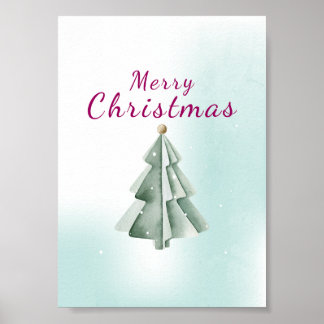 Affiche Sapin de Noël minimaliste vert sauge aquarelle