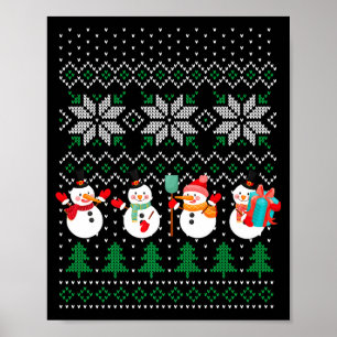 Affiche Sapin de Noël Moche Bonhomme de Neige Père Noël No