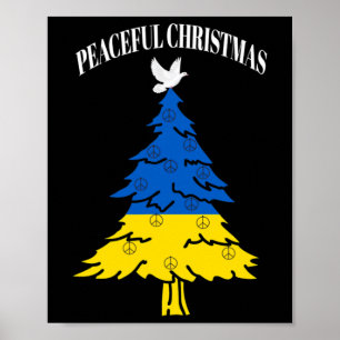 Affiche Sapin de Noël paisible Paix en Ukraine