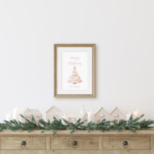 Affiche Sapin de Noël rose et or