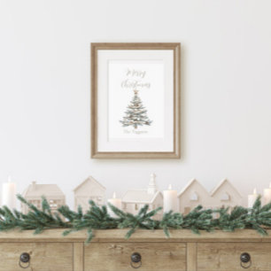 Affiche Sapin de Noël rustique en bois flotté côtier