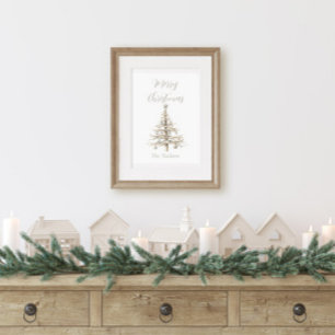 Affiche Sapin de Noël rustique en bois flotté de la côte