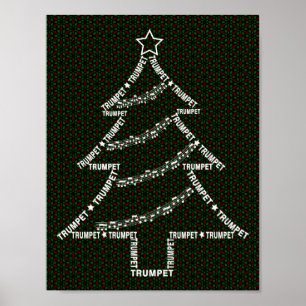 Affiche Sapin de Noël Texte Trompette