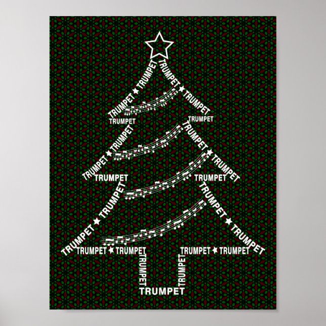 Affiche Sapin de Noël Texte Trompette (Devant)