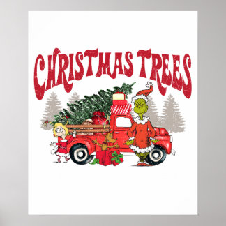 Affiche sapins de noël frais de la ferme grinch