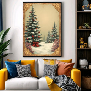 Affiche Sapins de Noël sous la neige