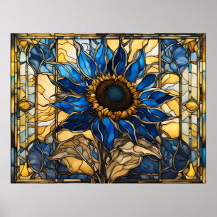Affiche Sapphire Bleu N Verre doré Tournesol