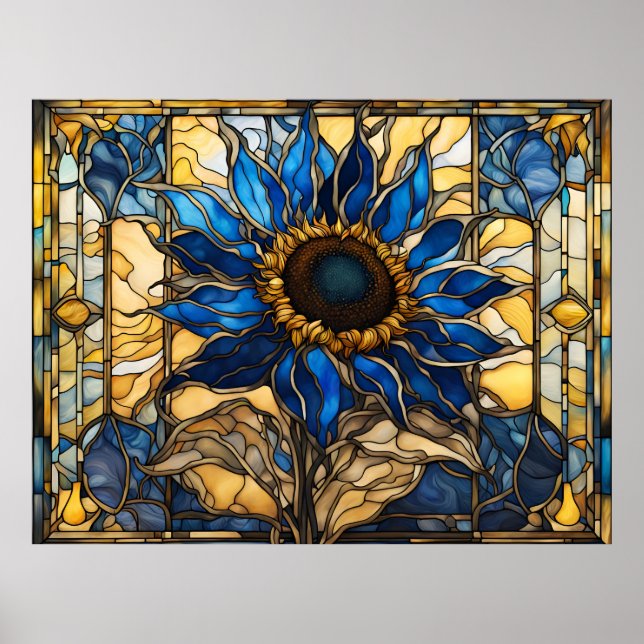 Affiche Sapphire Bleu N Verre doré Tournesol (Devant)