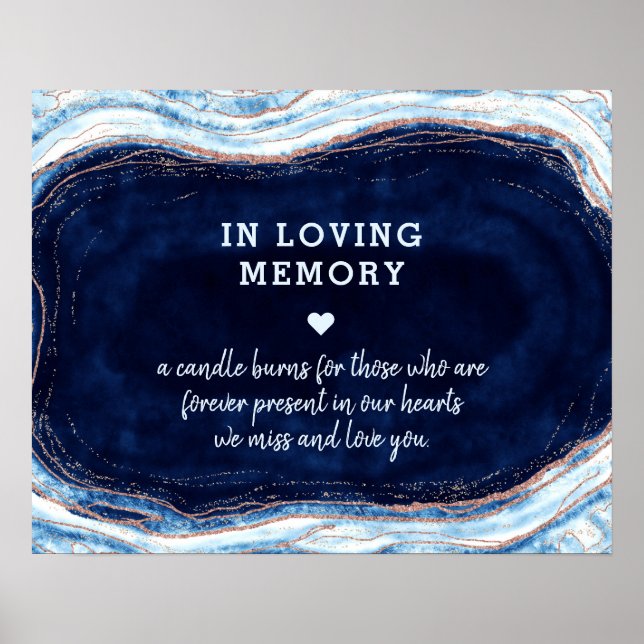 Affiche Sapphire Blue Agate Geode Dans Love Memory Sign (Devant)