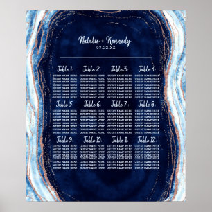 Affiche Sapphire Blue Geode Mariage Table de siège graphiq