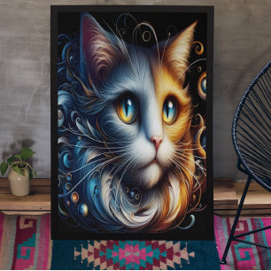 Affiche Sapphire Gazon : Un Chat Aux Yeux Bleus