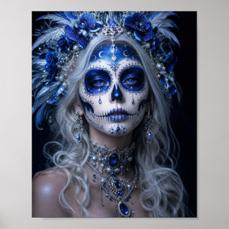 Affiche Sapphire Moon Calavera – Jour Céleste Bleu de la