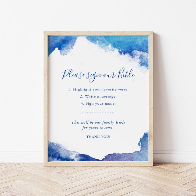 Affiche Sapphire Tide Wedding Guestbook Bible Sign (Créateur téléchargé)
