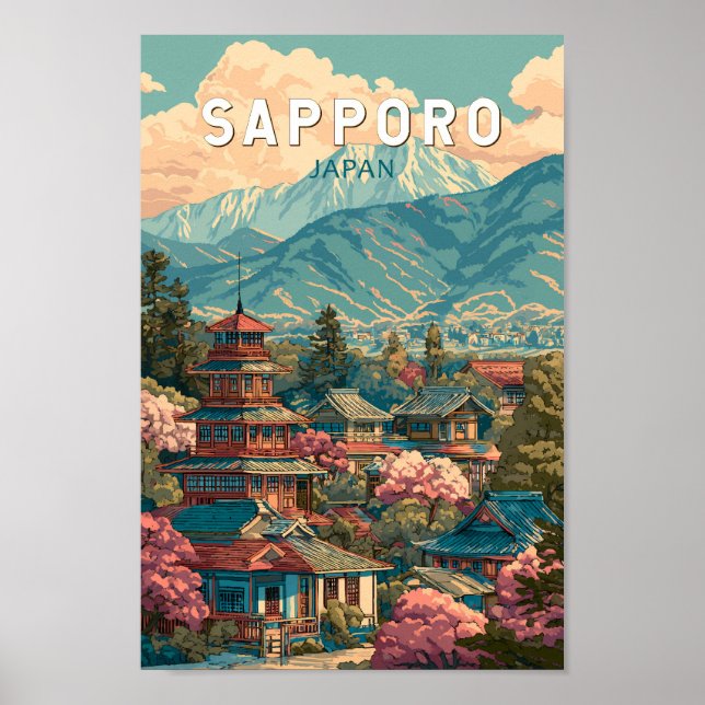 Affiche Sapporo Japan Travel Art Vintage (Devant)