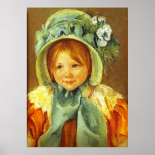 Affiche Sara in a Green Bonnet. c. 1901, Mary Cassatt