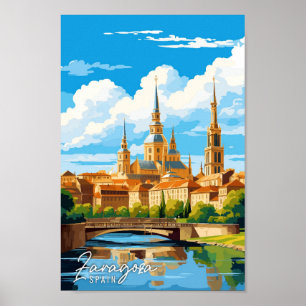 Affiche Saragosse Espagne Illustration de voyage artisanal