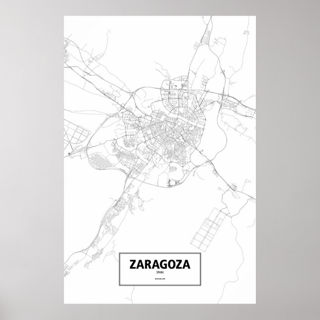 Affiche Saragosse, Espagne (noir sur blanc) (Devant)