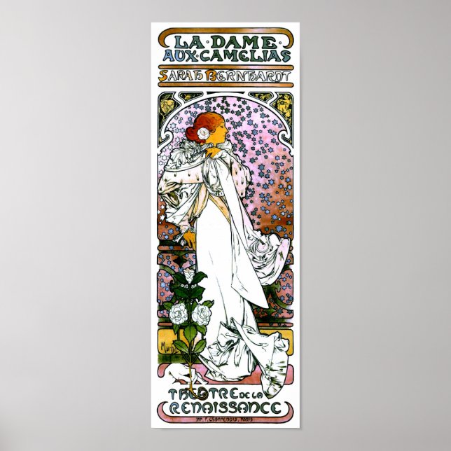 Affiche Sarah Bernhardt, La Dame aux Camélias, Mucha Fine (Devant)