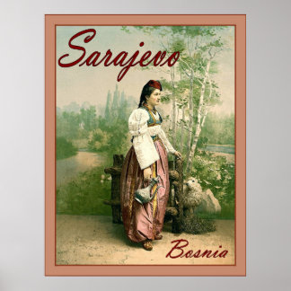 Affiche Sarajevo ~ Bosnie ~ Vintage voyage Poser.