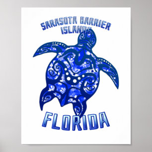 Affiche Sarasota Barrier Florida Vacation Tribal Turtle