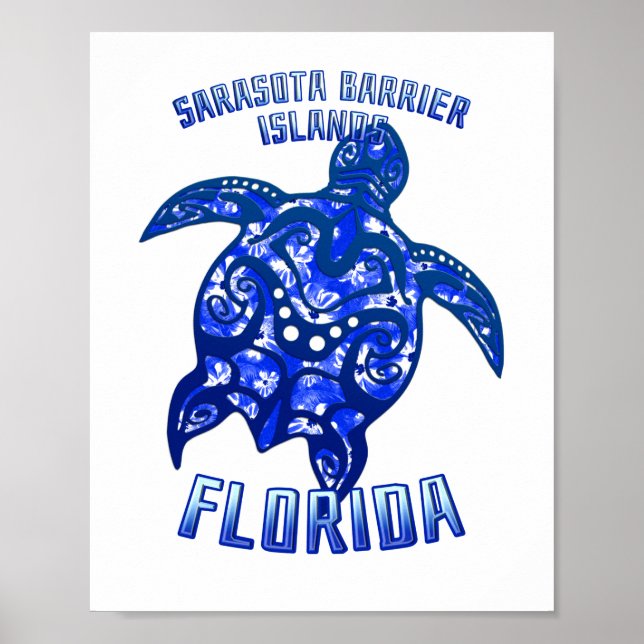 Affiche Sarasota Barrier Florida Vacation Tribal Turtle (Devant)