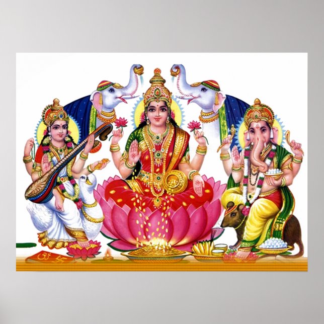 Affiche Saraswati, Laxmi, Ganesha (Devant)