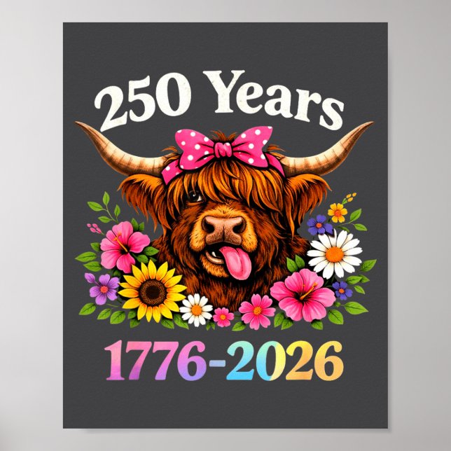 Affiche Sarcasm Highland Cow Happy New 250 Years American  (Devant)