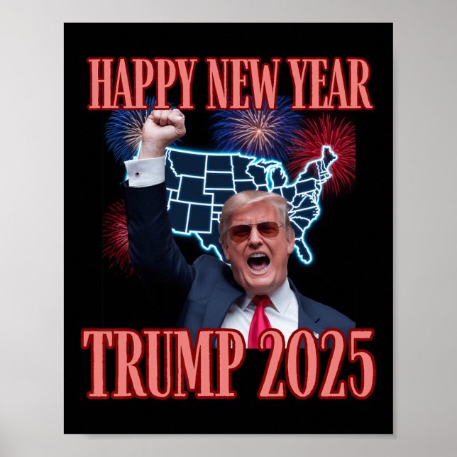Affiche Sarcastique Trump Bonne Année 2025 47e Président (Devant)