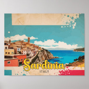 Affiche Sardaigne Italie Pop Art Voyage Illustration