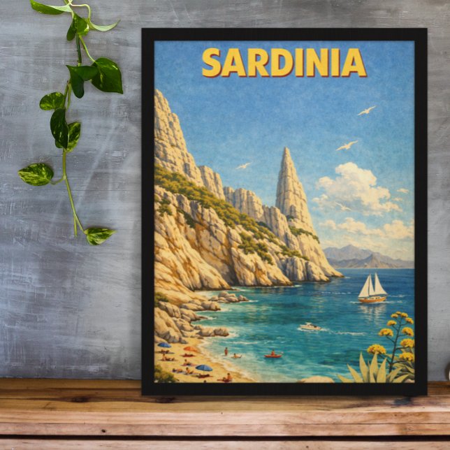 Affiche Sardaigne vintage voyage Cala Goloritzé (Vintage Sardinia Travel Cala Goloritzé Poster)