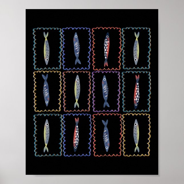 Affiche Sardines Boîte de Poisson Tomate Fille Été Côtière (Devant)