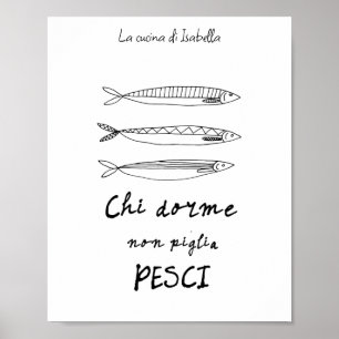 Affiche Sardines de cuisine italienne italie citation dess