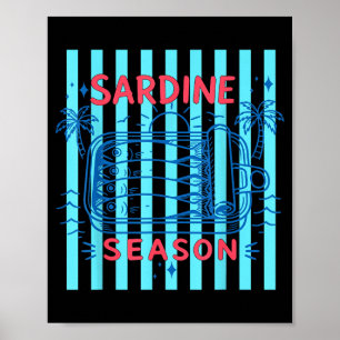 Affiche Sardines Poisson en Conserve Graphique Rétro Été P