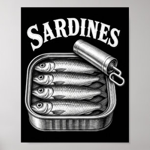 Affiche Sardines vintage boîte de poisson amateur de fruit