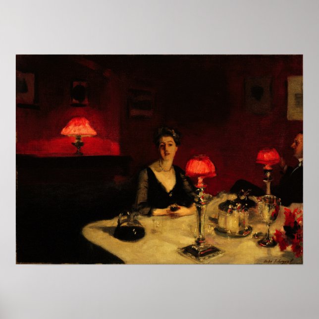 Affiche Sargent - Le Verre De Porto, Table à manger la nui (Devant)