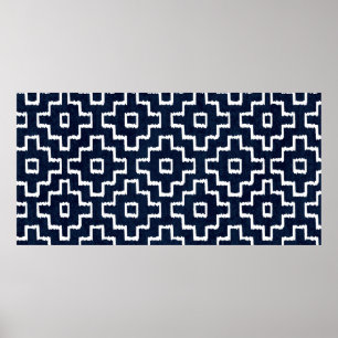 Affiche Sashiko seamless indigo dye pattern with tradition