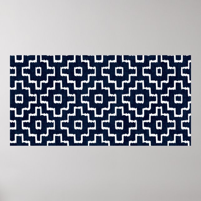 Affiche Sashiko seamless indigo dye pattern with tradition (Devant)