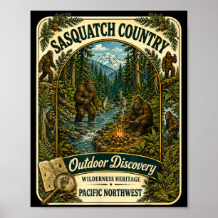 Affiche Sasquatch bigfoot pays extérieur camping pacifique