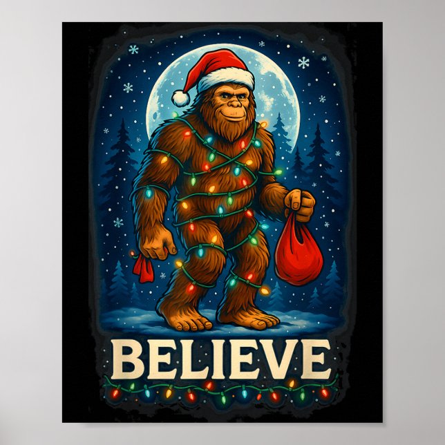 Affiche Sasquatch Christmas Lights Holiday Believe  (Devant)