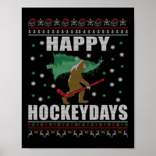 Affiche Sasquatch de hockey sur glace de Noël laid - Bon h