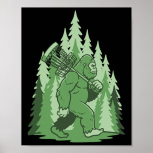 Affiche Sasquatch Disc Golf Forêt Drôle Frisbee