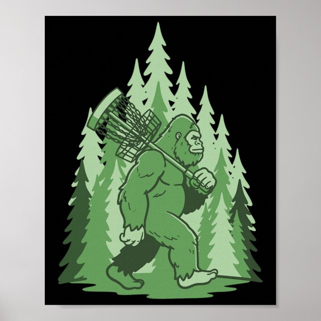 Affiche Sasquatch Disc Golf Forêt Drôle Frisbee  (Devant)