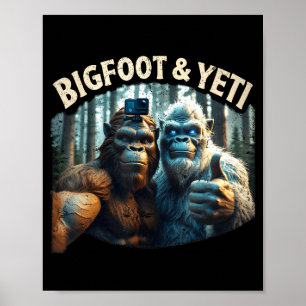 Affiche Sasquatch et yeti selfie cryptide squatch chasseur