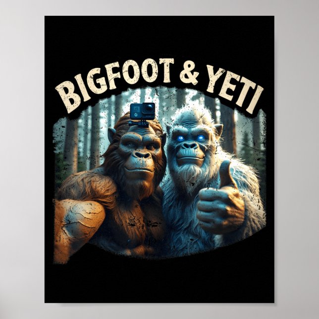 Affiche Sasquatch et yeti selfie cryptide squatch chasseur (Devant)