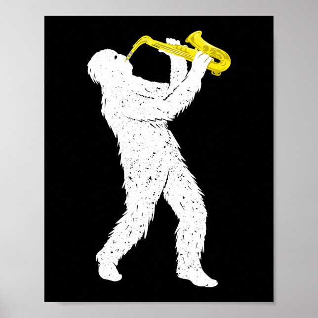 Affiche Sasquatch Lecteur Saxophone Saxophoniste Jazz Bras (Devant)