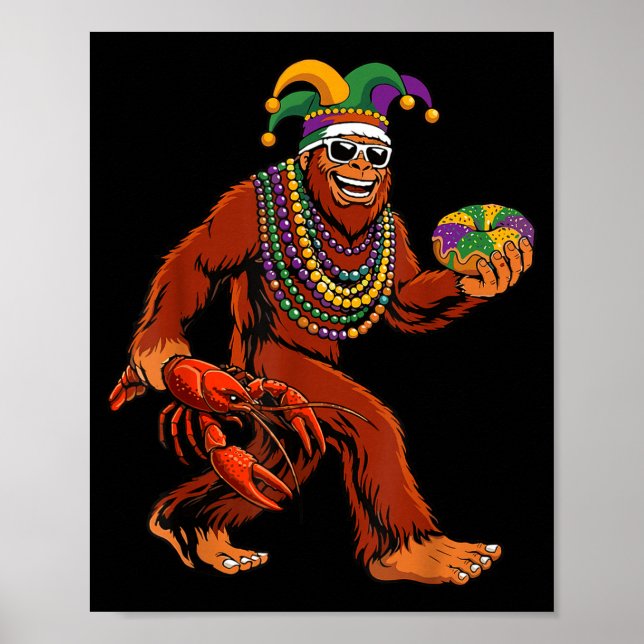 Affiche Sasquatch Mardi Gras Bigfoot Parade Beads King Cak (Devant)