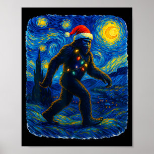 Affiche Sasquatch Noël Bigfoot Chapeau de Père Noël Van Go